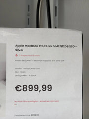 Apple MacBook Pro 13" M2 512GB SSD Silber