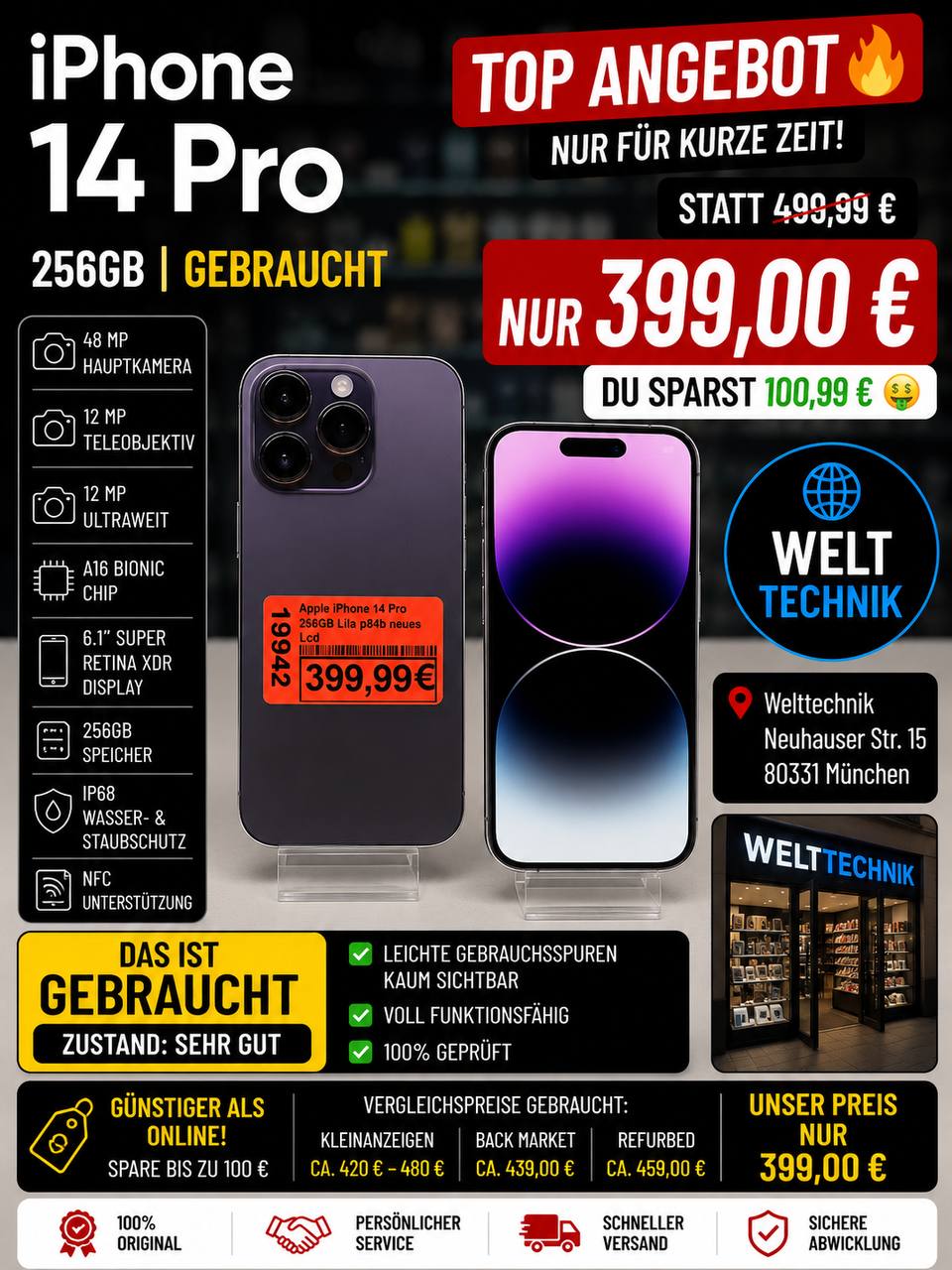 iPhone 14 Pro 256GB Deep Purple