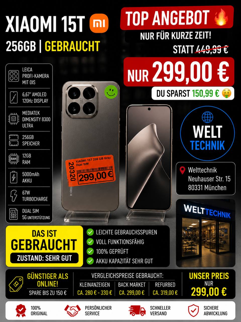 Xiaomi 15T 256GB Grau