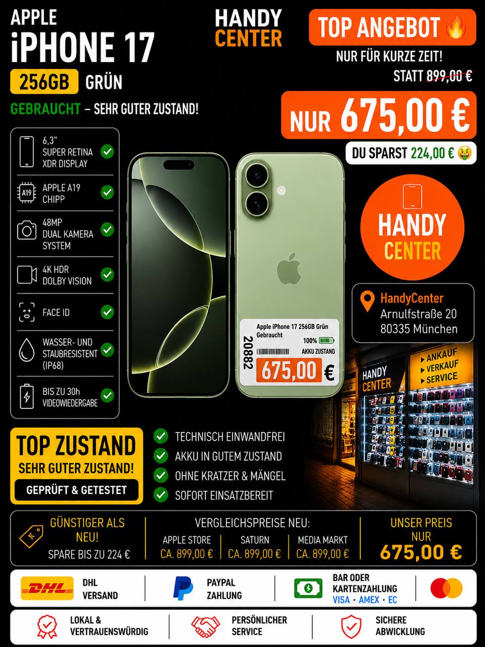 Apple iPhone 17 256GB Grün