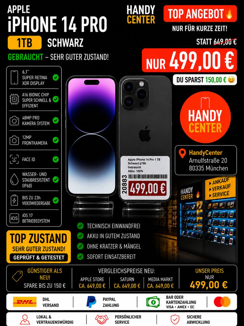Apple iPhone 14 Pro 1TB Schwarz