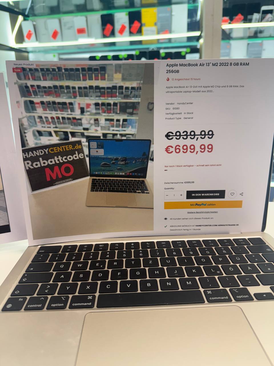Apple MacBook Air 13" M2 2022, 8 GB RAM, 256 GB SSD
