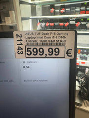 ASUS TUF Dash F15 Gaming Laptop Intel Core i7