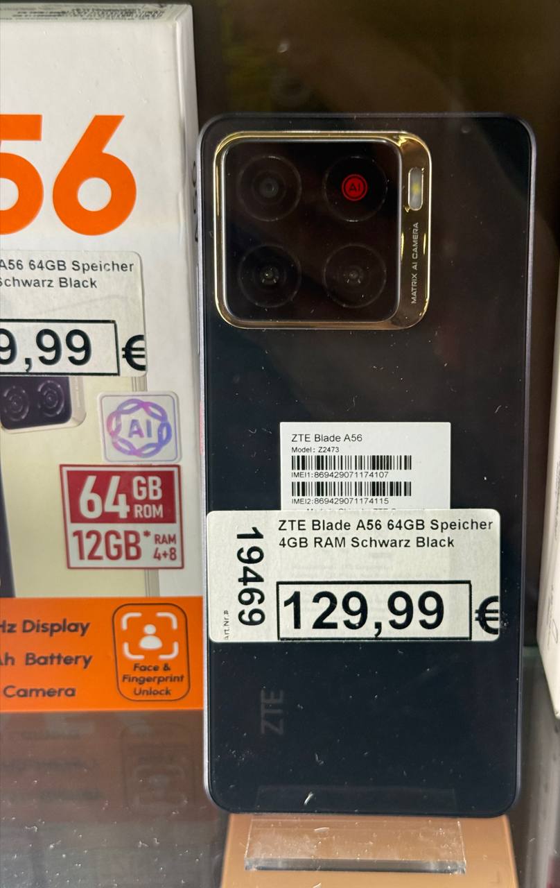 ZTE Blade A56 Smartphone 4G, 64 GB ROM (schwarz/Black) | Heute angekauft 09.04. 01:43 | Preis? 📞 0175 90 777 77