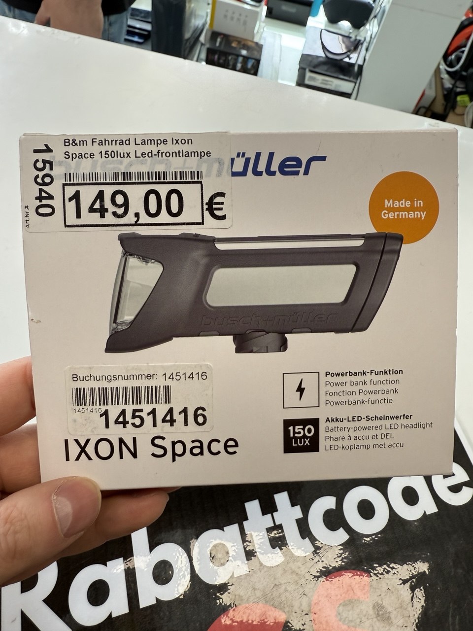 Busch & Müller Akku-LED-Scheinwerfer „Ixon Space“ (150 Lux) | Heute angekauft 09.04. 11:32 | Preis? 📞 0175 90 777 77