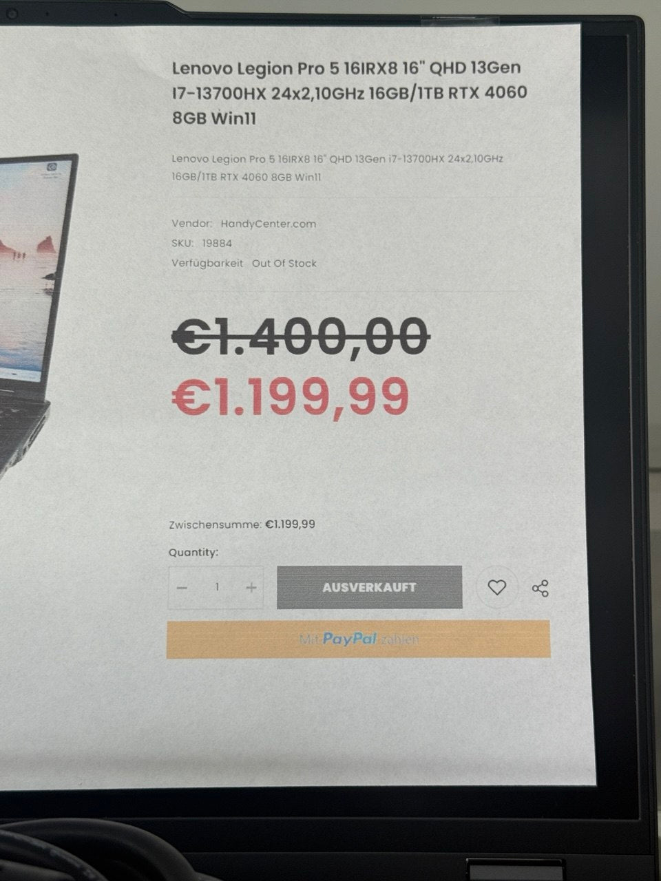 Lenovo Legion Pro 5 16IRX8 – i7- RTX 4060, 16" QHD | Heute angekauft 10.04. 13:10 | Preis? 📞 0175 90 777 77