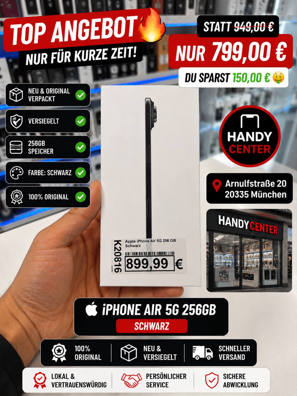 Apple iPhone Air 5G 256GB Schwarz