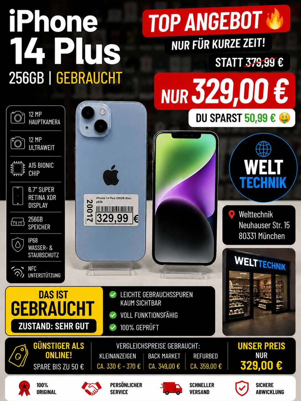 Apple iPhone 14 Plus 256GB Sierra Blue