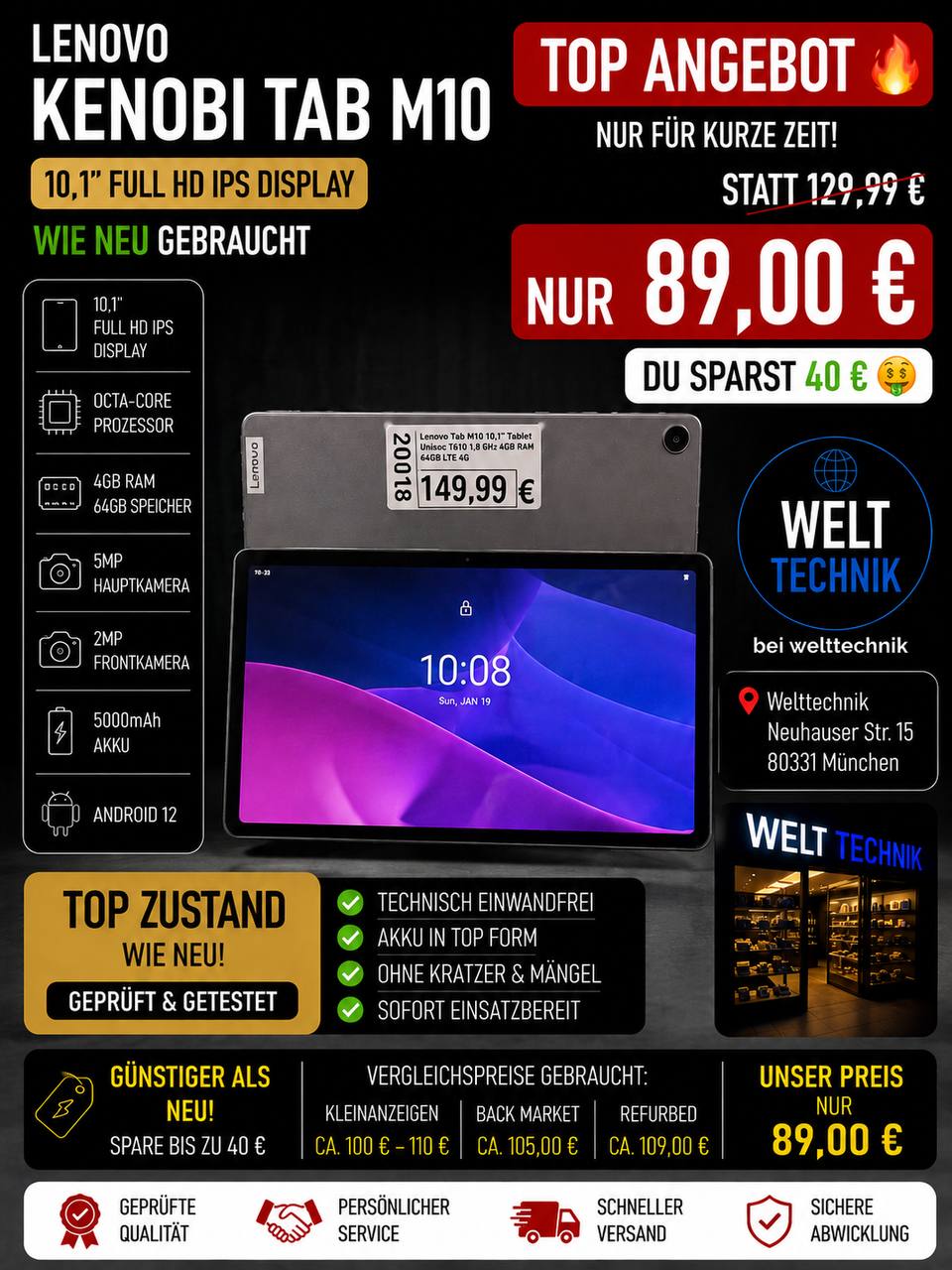 Lenovo Tab M10 10.1" Tablet