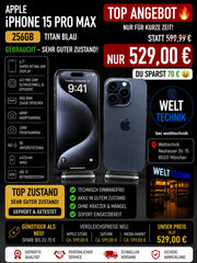 iPhone 15 Pro Max Titan Blau
