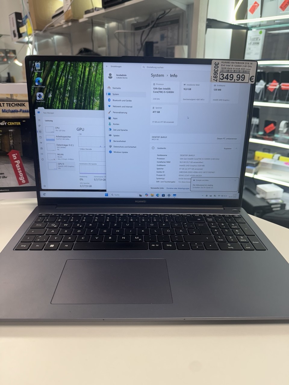 HUAWEI MATEBOOK D16 – 16 Zoll Intel i5