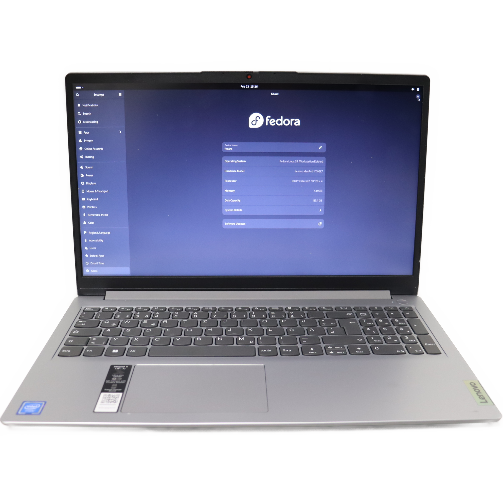 Lenovo IdeaPad 1 15IGL7 15 Zoll Celeron N4120 4x1.10 GHz. 4GB RAM 128GB SSD Intel UHD GPU 600 1,8GB